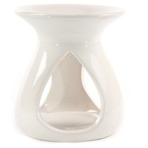 PUCKATOR OB115B - Quemador de esencias (cerámica, 9,5 x 9,5 x 10,5 cm), diseño de lágrimas, Color Blanco