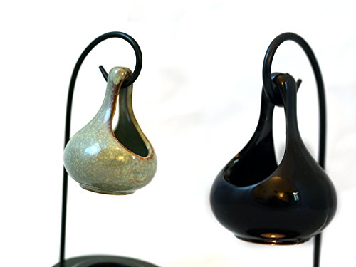 Puckator Quemador de Aceite Colgante en Forma de lágrima con Soporte, cerámica, Mixto, Stand Height 19cm Width 10cm Depth 12cm Bowl Height 9cm Width 7cm Depth 7cm