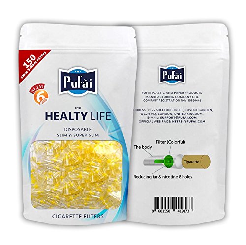 Pufai Filtros de cigarrillos delgados Ultra delgado Compatible 5 mm 6 mm 150 por paquete
