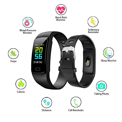Pulsera de Actividad Inteligente Impermeable IP67 con 8 Modos de Deporte,Pulsera Inteligente con Pulsómetro, Blood Pressure, Sueño,Podómetro,Pulsera Deporte para Android y iOS Teléfono móvil