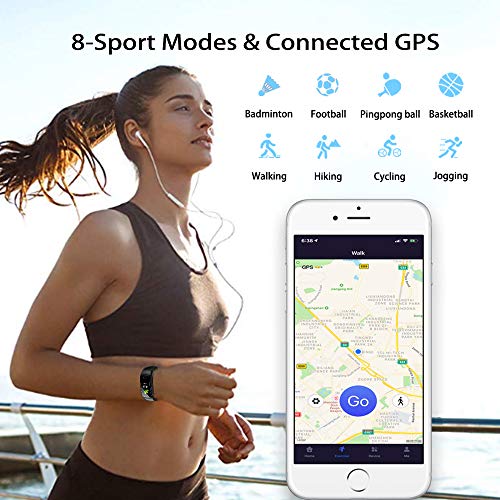 Pulsera de Actividad Inteligente Impermeable IP67 con 8 Modos de Deporte,Pulsera Inteligente con Pulsómetro, Blood Pressure, Sueño,Podómetro,Pulsera Deporte para Android y iOS Teléfono móvil
