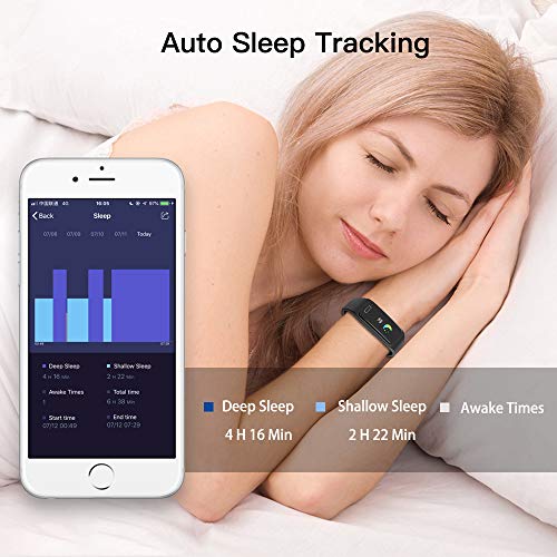Pulsera de Actividad Inteligente Impermeable IP67 con 8 Modos de Deporte,Pulsera Inteligente con Pulsómetro, Blood Pressure, Sueño,Podómetro,Pulsera Deporte para Android y iOS Teléfono móvil