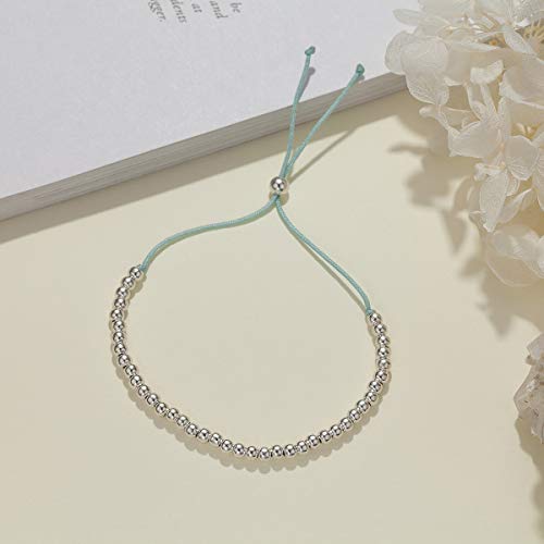 Pulsera de cuentas de plata de ley para regalo de 40 cumpleaños para mujer, con cordón ajustable de 17,78 cm a 22,86 cm