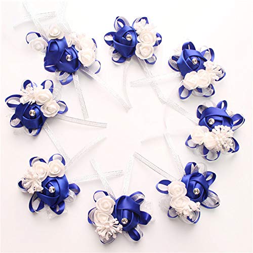 Pulsera de flores de arte con flores artificiales en la muñeca para damas de honor para el matrimonio, nupcial, flor de la mano, color burdeos