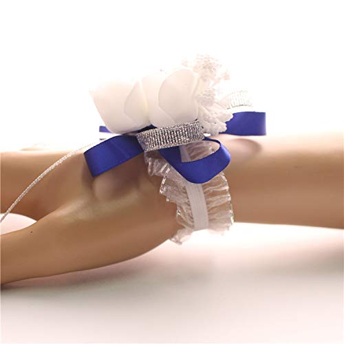 Pulsera de flores de arte con flores artificiales en la muñeca para damas de honor para el matrimonio, nupcial, flor de la mano, color burdeos