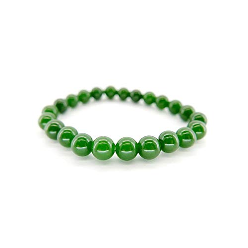 Pulsera de Jade Nefrita Bola Lisa 8mm Minerales y Cristales, Belleza energética, Meditacion, Amuletos Espirituales