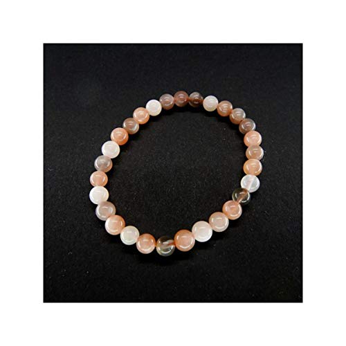Pulsera de Piedra Luna Adularia Bola Lisa 6mm Minerales y Cristales, Belleza energética, Meditacion, Amuletos Espirituales