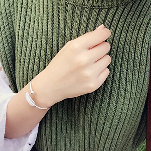 Pulsera de plata de ley 925 con diseño de hoja, estilo boho, para mujer