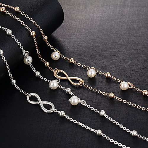 Pulsera de tobillo para mujer de Quanjucheer, para verano, playa, tobillera, Aleación, plata, 7.87" + 2.76"