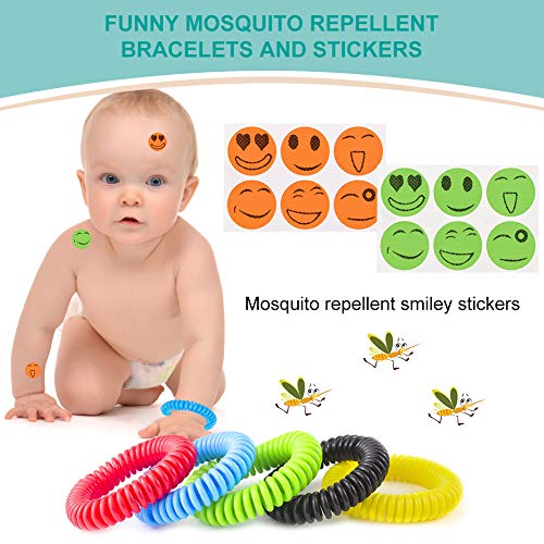 Pulsera Mosquitos,Pulseras Repelente de Mosquitos,Pulsera Antimosquitos, impermeables sin Deet Paquete de 10 para adultos y niños con 12 adhesivos repelentes de mosquitos