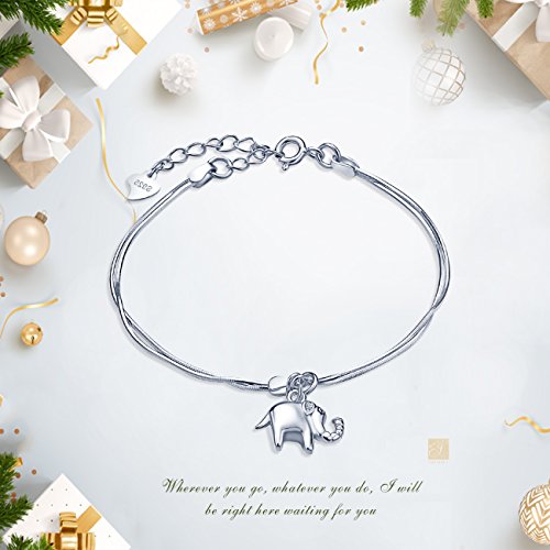 Pulsera Mujer - Infinito U Encantador Brazalete de Elefante de Plata Esterlina 925