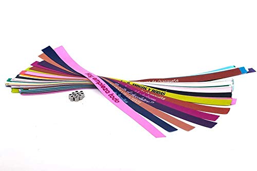 Pulseras personalizadas para bodas, despedidas de soltero, comuniones, cumpleaños | Pulseras de tela personalizadas con frase | Pack de 50 unidades.