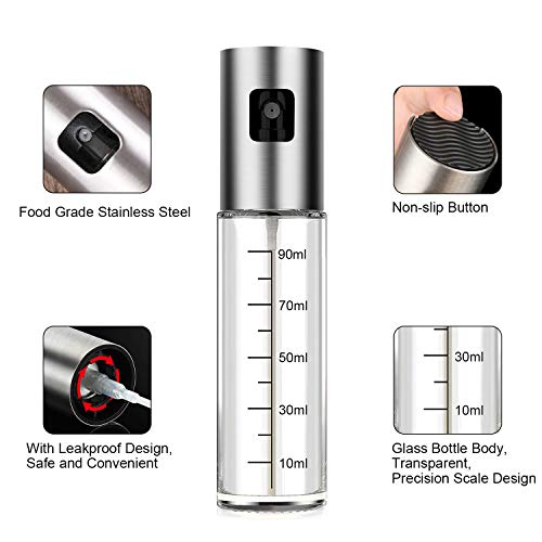 Pulverizador Aceite Cocina Aceitera Spray Pulverizador Spray Aceite Aceitera Spray Dispensador Aceite Dispensador de Aceite Dosificador Aceite en Spray para Cocinar（2 Piezas）
