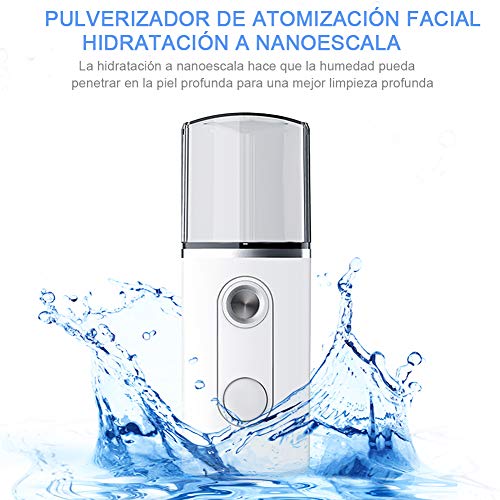 Pulverizador Facial, Hieha Nano Vapor Pulverizador Portátil para Cuidado de la Piel, Mini Facial Mist Sprayer USB carga