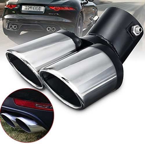 Puntas De Ajuste De Escape De Cola Doble Cromada,acero Inoxidable,tubo De Escape De 3 Tornillos, Para Puertos De Escape Rectos Por Debajo De 1.6 De Desplazamiento