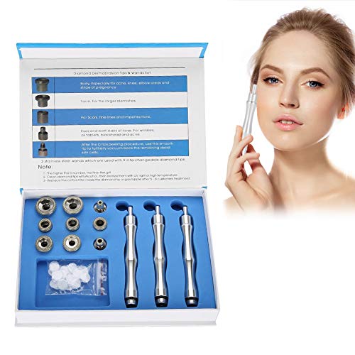 Puntas de diamante, puntas de diamante de repuesto con juego de filtros de manija de acero inoxidable para el cuidado facial de la piel.