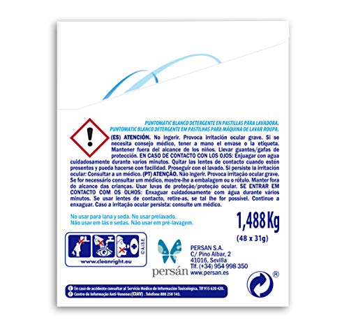 Puntomatic Detergente Pastilla Ropa Blanca - 24 Lavados