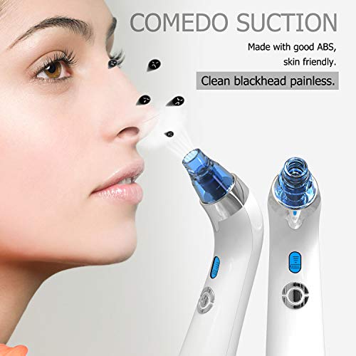 Puntos Negros Limpiador,Limpiador de Poros para comedones extractor puntos negros con 4 Sondas Multifuncionales,Aspirador Facial Recargable con Pantalla LED(Blanco)