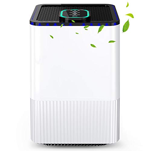 Purificador de Aire para hogar con filtración de 4 Capas y función de Temporizador,Purificador de Aire con Filtro HEPA Real y ionizador,contra la Alergia, Polvo, Polen, Caspa de Mascotas, Moho, Humo