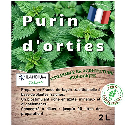 Purín de ortigas 2L (disponible en 5L), producto líquido concentrado Fabricado en Francia, hasta 40L de preparación, un bioestimulante ecológico para hortalizas, flores, vides y árboles frutales