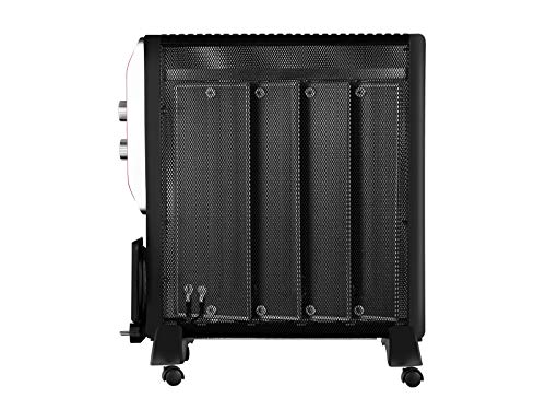 PURLINE MR2000B Calefactor Radiador Eléctrico Bajo Consumo con Panel de Mica hasta 2000 W Color Negro con Ruedas y termostato