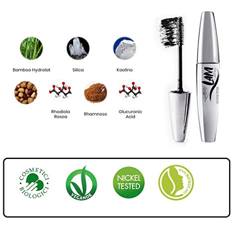 PUROBIO - Máscara L.A.M. - Rimel Negro Intenso, Voluminizador, Curvante - 100% Natural con Aloe - 10 ml