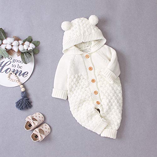 puseky bebé recién Nacido niña Mono de Punto con Capucha Mono Mono de una Pieza Ropa de Abrigo