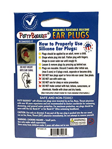 Putty Buddies Tapones flotantes de oídos para para Nadar y bañarse (inventados por un médico y Bloque de Agua) (3 Pares) Un tamaño Verde y Amarillo