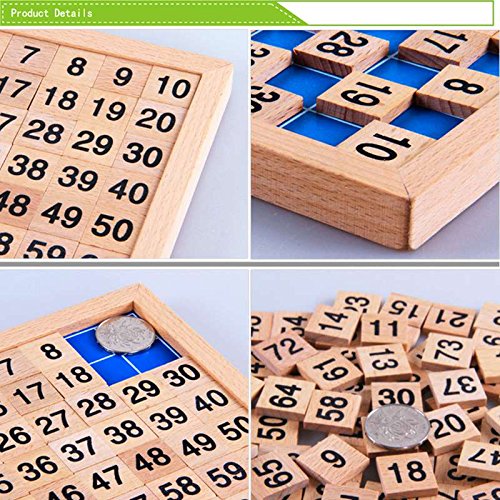 Puzzle matemático de Natureich Montessori Juguete de madera para aprender a contar, con campos numéricos y números, colorido / natural