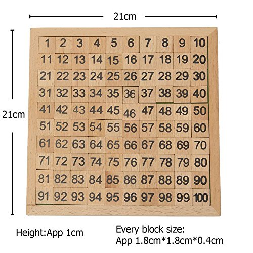 Puzzle matemático de Natureich Montessori Juguete de madera para aprender a contar, con campos numéricos y números, colorido / natural
