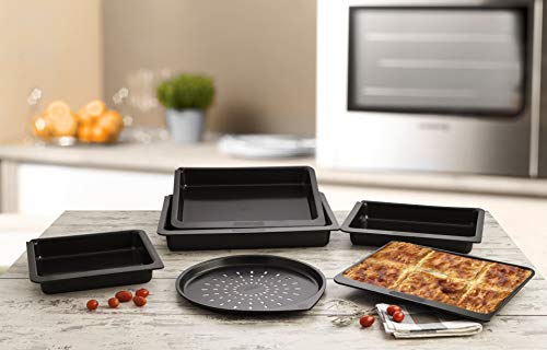 Pyrex Magic Bandeja De Horno para Pizza, Acero Inoxidable, Negro