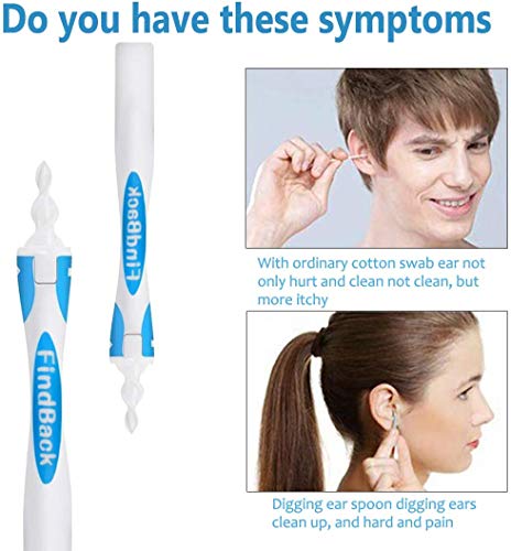 Q grips Cera Oidos,Limpiador de Oídos,Limpia Cera Oidos, Kit de limpieza Para Oídos, Sistema Espiral Inteligente, con Mango y 16 Puntas Lavables, Seguro y Suave, Adecuado para Niños y Adultos