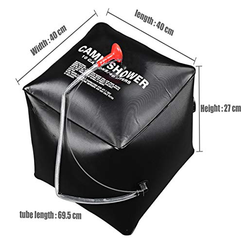 Qdreclod Bolsa de Ducha Solar, 40L Bolsa de Ducha de Viaje Solar Portátil Agua Caliente con 45°C Manguera Extraíble Cabezal de Ducha Intercambiable Senderismo Exterior Bolsa de Baño para Escalar