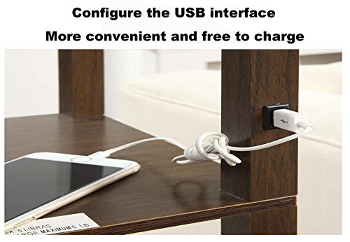 QIANGUANG Iluminación interior 1.6m Lámpara de pie de madera con estantes Teléfono con toma de carga USB para sala de estar del dormitorio (sin bombilla) (Marrón)