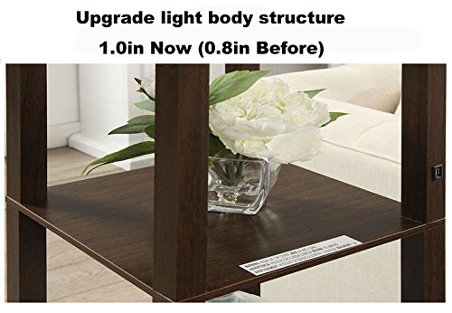 QIANGUANG Iluminación interior 1.6m Lámpara de pie de madera con estantes Teléfono con toma de carga USB para sala de estar del dormitorio (sin bombilla) (Marrón)