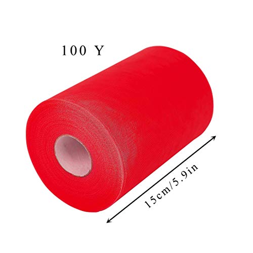 QIMEI-SHOP Rollos de Tul 15cm x 91m Bobina de Tul para Tutú Falda Boda Cumpleaños Fiesta Manualidades DIY