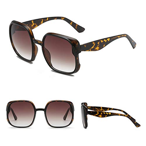 QINGZHOU Gafas De Sol,Gafas De Sol Cuadradas Grandes Retro Para Hombres Y Mujeres, Gafas De Sol Graduadas De Tendencia, Gafas De Cara Redonda, Marco Floral Gris Degradado