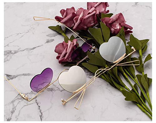 QINGZHOU Gafas De Sol,Tendencia De La Moda Gafas De Sol Graduadas Con Lente Oceánica Gafas De Sol Con Montura De Metal En Forma De Corazón, Montura Dorada Diafragma De Mercurio C5
