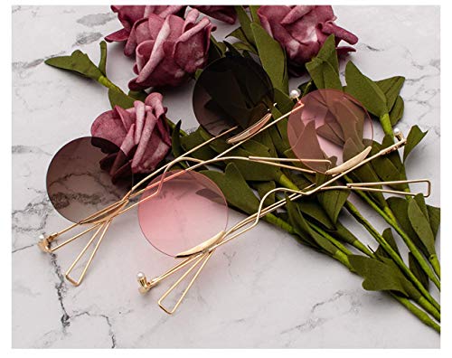 QINGZHOU Gafas De Sol,Tendencia De La Moda Gafas De Sol Graduadas De Película Oceánica Gafas De Nariz Redonda, Marco De Oro Diafragma De Mercurio C6