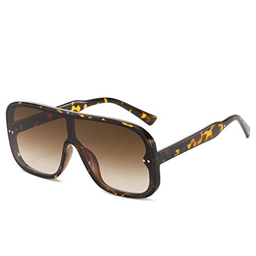 QINGZHOU Gafas De Sol,Un Conjunto De Medidor De Tendencia De Gafas De Sol De Montura Grande, Gafas De Sol Graduadas Combinadas Para Mujeres, Montura De Leopardo, Té Doble