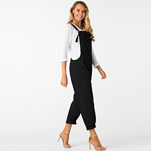 QinMM Petos de Pantalones Largos Casual Playa Fiesta Noche Cóctel para Mujer Mono (Negro, L)