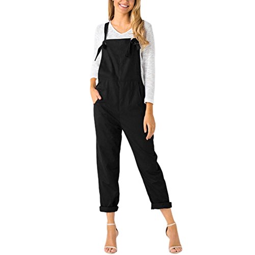 QinMM Petos de Pantalones Largos Casual Playa Fiesta Noche Cóctel para Mujer Mono (Negro, L)