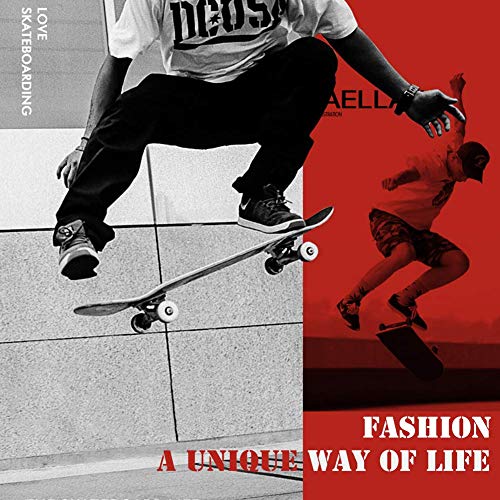 Qinmo Estándar monopatines, tablas de skate de 31 pulgadas Pro monopatín con 8 arce capa for Niños Chicas Chicos Adolescentes Adultos, completa retroceso doble Patín con ABEC-9 rodamientos de alta vel