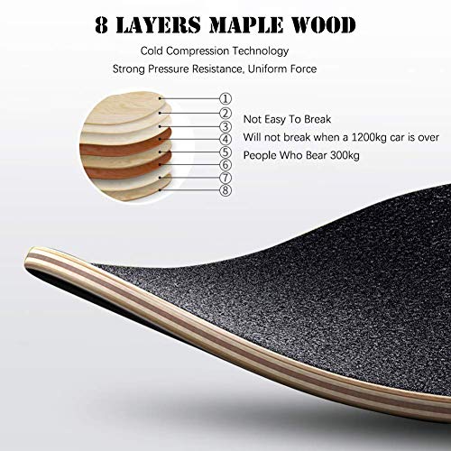 Qinmo Estándar monopatines, tablas de skate de 31 pulgadas Pro monopatín con 8 arce capa for Niños Chicas Chicos Adolescentes Adultos, completa retroceso doble Patín con ABEC-9 rodamientos de alta vel