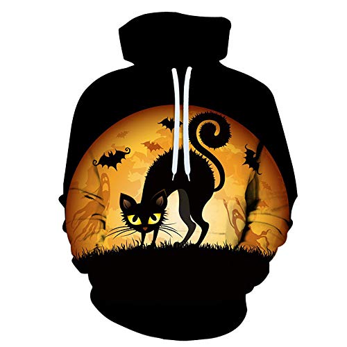 qishi - Suéter con capucha para Halloween y primavera y otoño 3D digital suelto, casual y uniformes de béisbol para hombres y mujeres