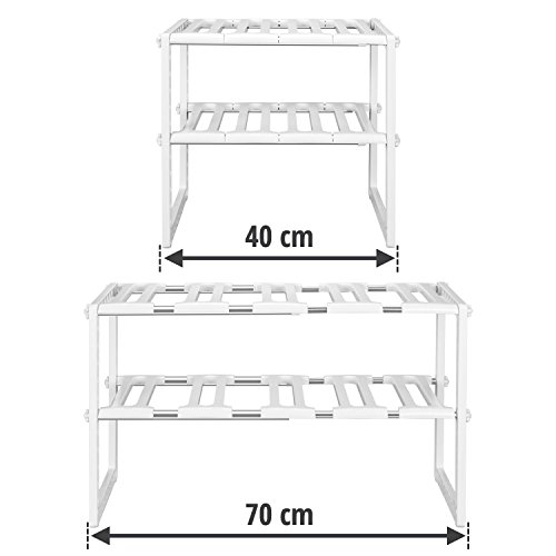 Qisiewell Almacenaje bajo Fregadero Estantería para Armario de Fregadero Estantes Multifunción 2 Niveles Acero Inoxidable y Plástico Regulable en Altura