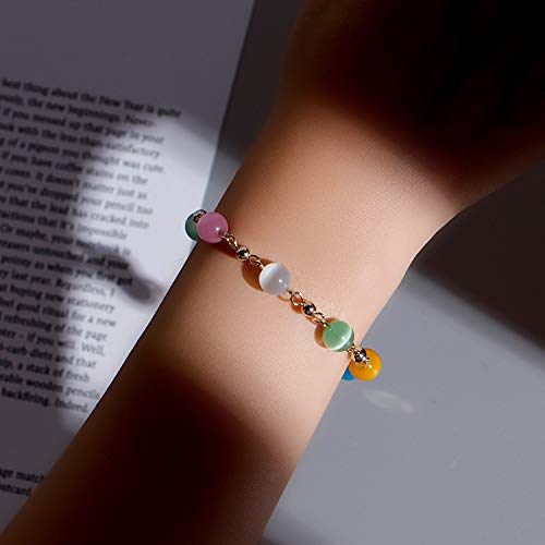 QKL CláSico Caramelo Opal Amarillo Pelo Cristal Cristal Pulsera Mujeres Transferir Pulsera De La Suerte