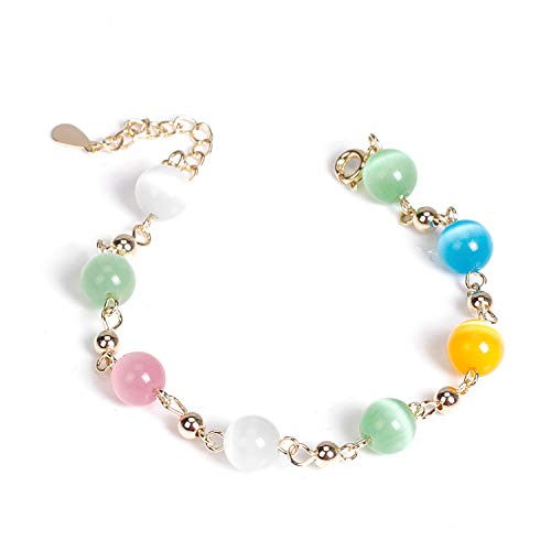 QKL CláSico Caramelo Opal Amarillo Pelo Cristal Cristal Pulsera Mujeres Transferir Pulsera De La Suerte