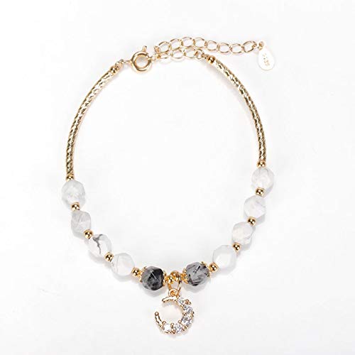 QKL CláSico Cristal Corte Blanco Pino Piedra De Pelo Pulsera Traslado Regalo.