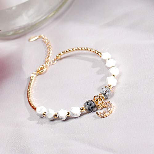 QKL CláSico Cristal Corte Blanco Pino Piedra De Pelo Pulsera Traslado Regalo.